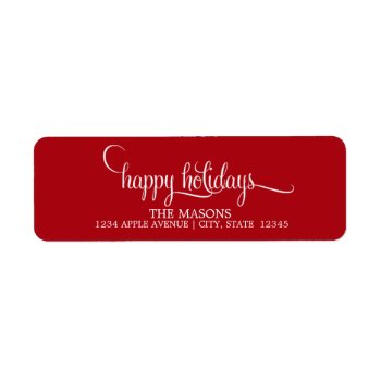 Happy Holidays Lowercase Script | Red Label by PinkMoonPaperie at Zazzle