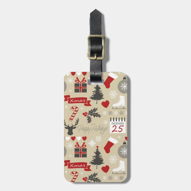 Happy Holidays Luggage Tag (Front Vertical)
