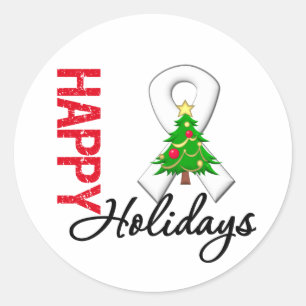 Happy Holidays Lung Cancer Awareness Classic Round Sticker