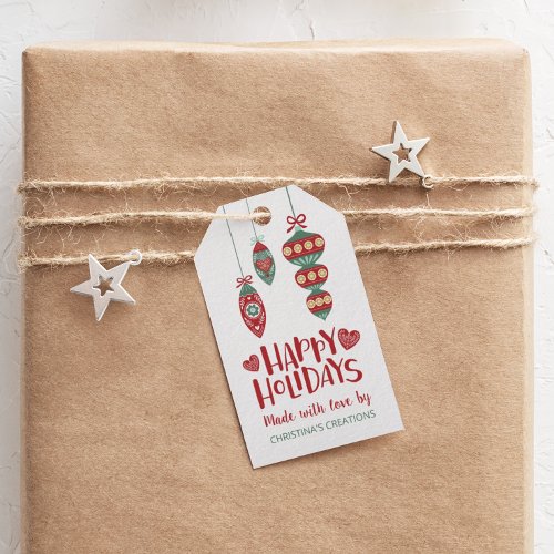Happy Holidays Made with Love Gift Tags