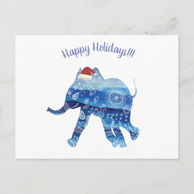 Happy Holidays Mandala elephant Postcard (Front)