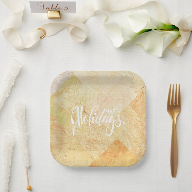 Happy Holidays Marbled  Paper Plates (Wedding)
