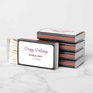 happy holidays maron name date winter christmas bo matchboxes