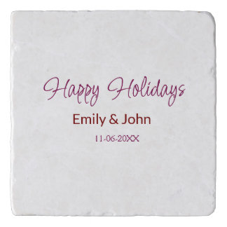 happy holidays maron name date winter christmas bo trivet