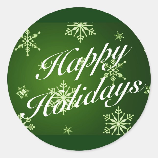 Happy Holidays Matching Items - Green Classic Round Sticker (Front)