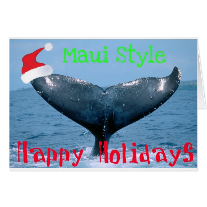 HAPPY HOLIDAYS  "MAUI STYLE" WHALE TAIL GREETING CARD