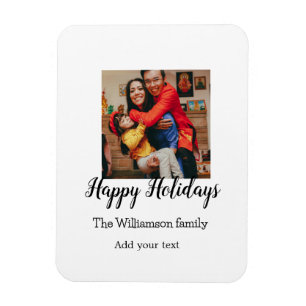 Happy Holidays merry Christmas add family name ph Magnet