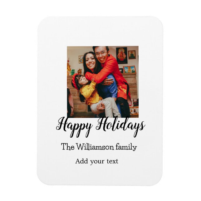 Happy Holidays merry Christmas add family name ph Magnet (Vertical)