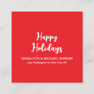 Happy Holidays Merry Christmas Bright Red Family Enclosure Card