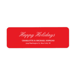 Happy Holidays Merry Christmas Bright Red Family Label