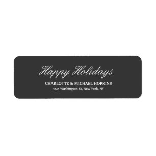 Happy Holidays Merry Christmas Dark Grey Family Label