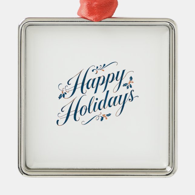 Happy Holidays Merry Christmas Family New Year Metal Ornament (Front)