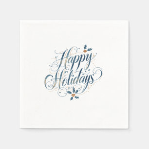 Happy Holidays Merry Christmas Family New Year Napkins