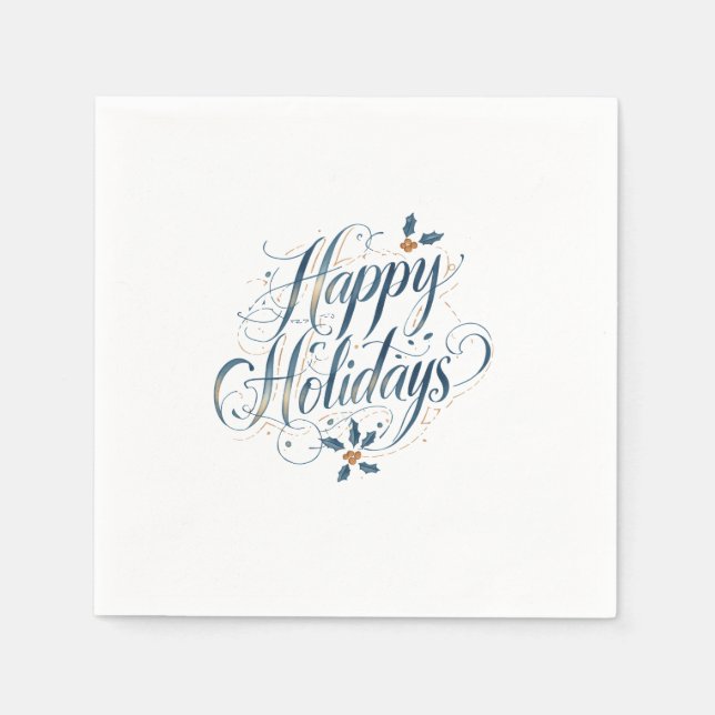 Happy Holidays Merry Christmas Family New Year Napkins (Front)