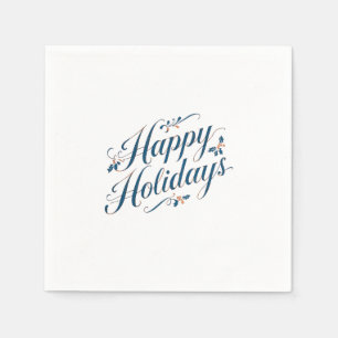 Happy Holidays Merry Christmas Family New Year Napkins