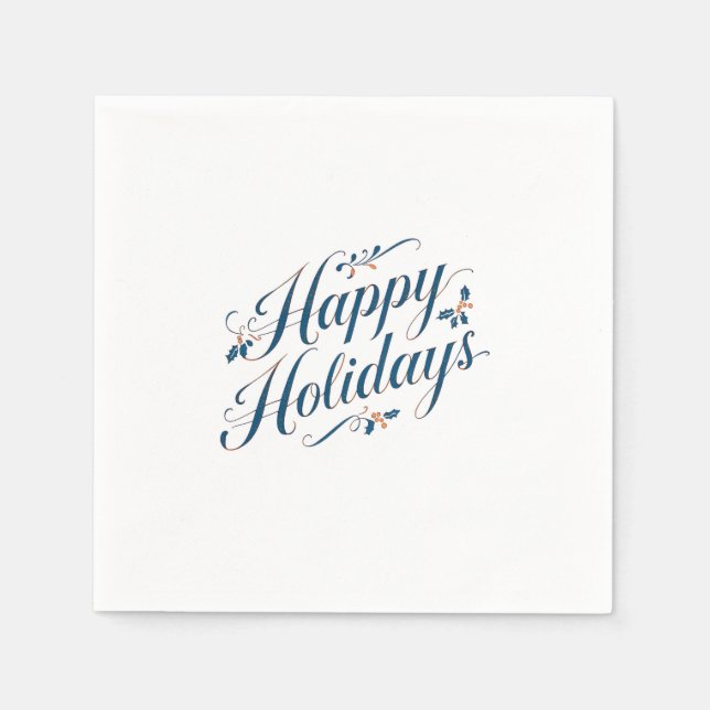 Happy Holidays Merry Christmas Family New Year Napkins (Front)