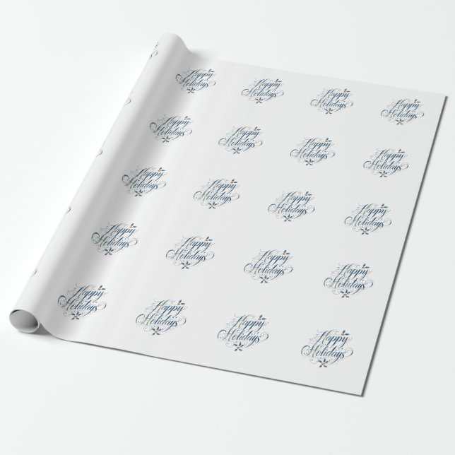 Happy Holidays Merry Christmas Family New Year Wrapping Paper (Unrolled)