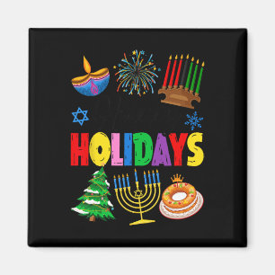 Happy Holidays Merry Christmas Happy Hanukkah Happ Magnet