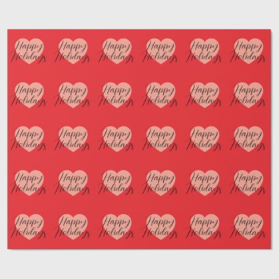 Happy Holidays Merry Christmas Holiday Time Heart Wrapping Paper