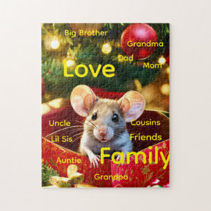 Happy Holidays Merry Christmas Mouse Love Puzzle
