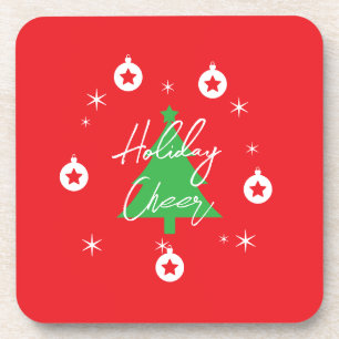 Happy Holidays Merry Christmas New Year Beverage Coaster