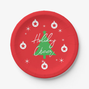 Happy Holidays Merry Christmas New Year Paper Plates