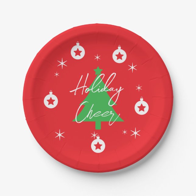 Happy Holidays Merry Christmas New Year Paper Plates (Front)