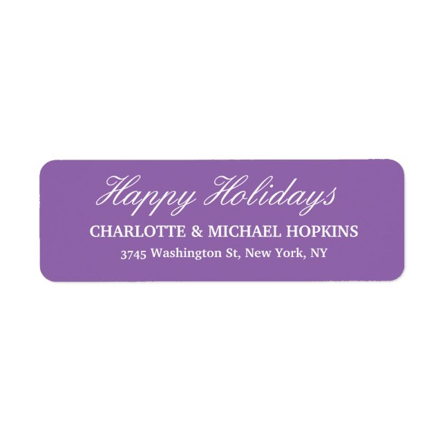 Happy Holidays Merry Christmas Pale Purple Family Label (Front)