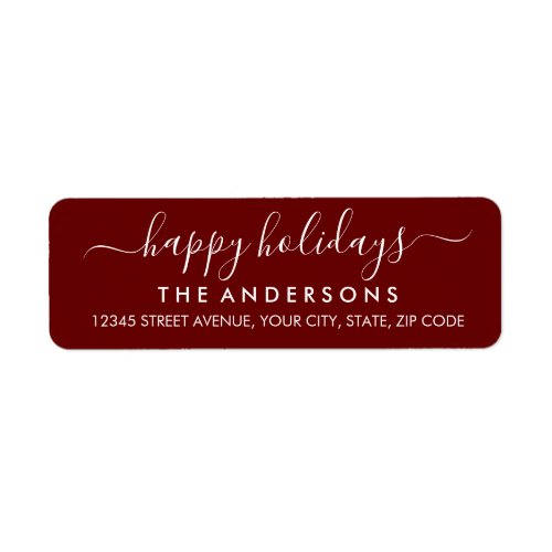 Happy Holidays Merry Christmas Red Simple Script Label
