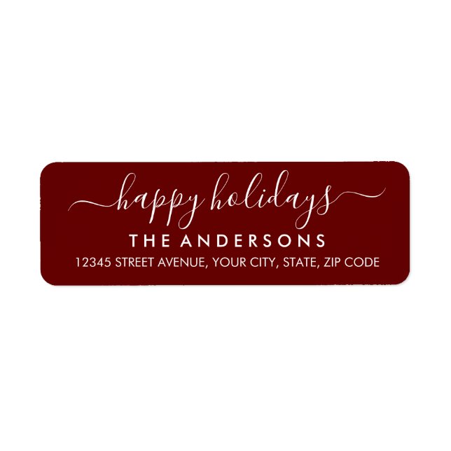 Happy Holidays Merry Christmas Red Simple Script Label (Front)
