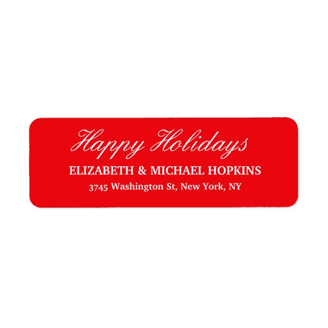 Happy Holidays Merry Christmas Red White Family Label (Front)