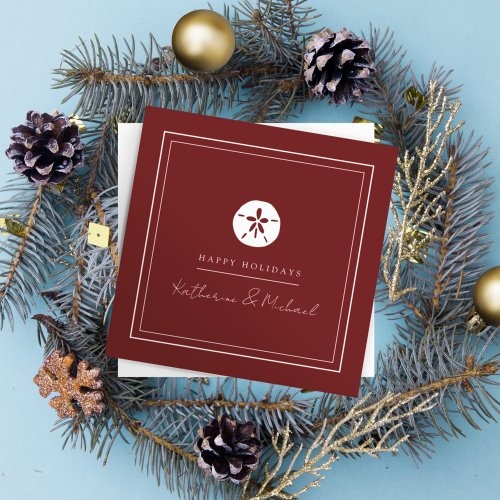 HAPPY HOLIDAYS  Merry Christmas Sand Dollar Beach Invitation