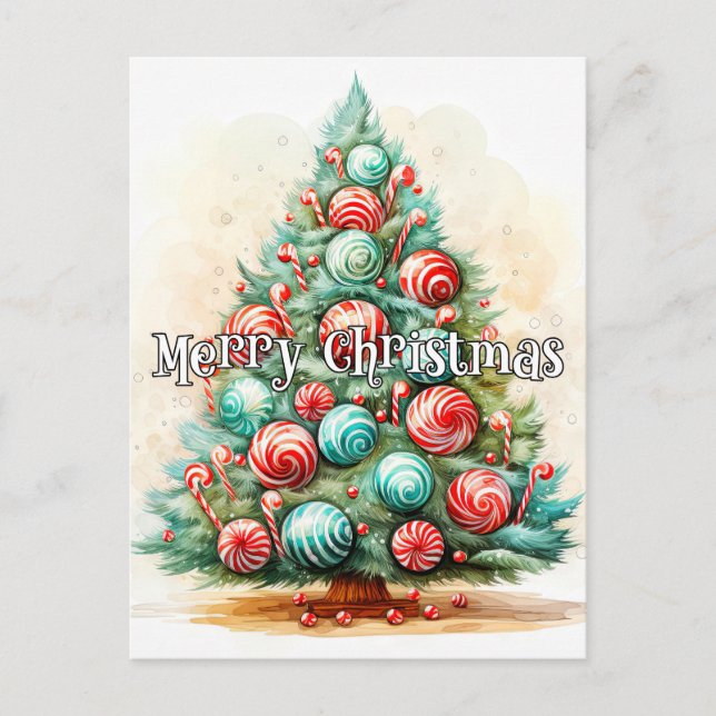 Happy Holidays | Merry Christmas Tree Postcard (Front)