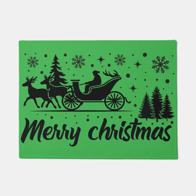 Happy holidays Merry Christmas Ugly X-mas Holiday Doormat (Front)