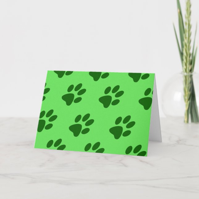 Happy Holidays Merry Pawlidays Paw Prints Holiday Card (Front)