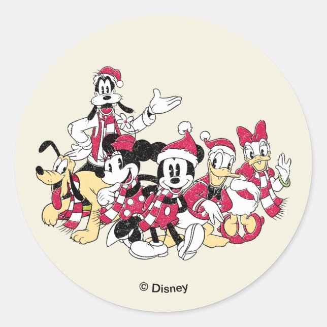 Happy Holidays | Mickey & Friends Christmas Cheer Classic Round Sticker (Front)