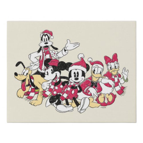 Happy Holidays  Mickey  Friends Christmas Cheer Faux Canvas Print