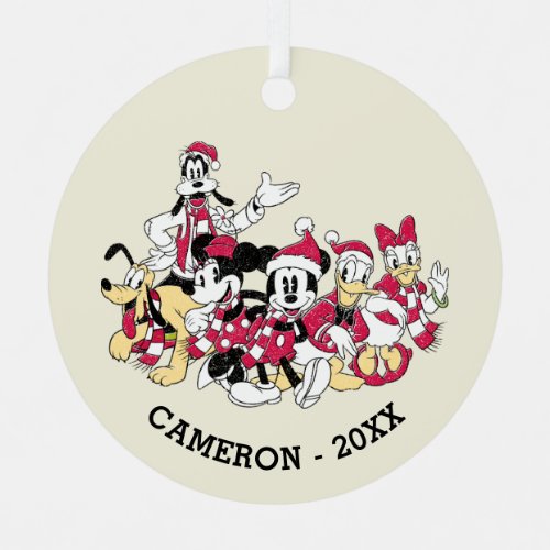 Happy Holidays  Mickey  Friends Christmas Cheer Metal Ornament