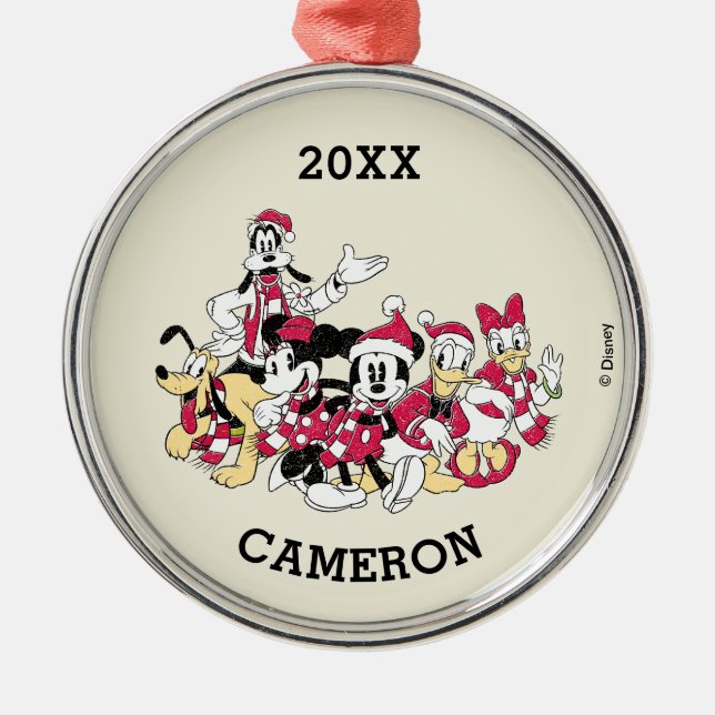 Happy Holidays | Mickey & Friends Christmas Cheer Metal Ornament (Front)