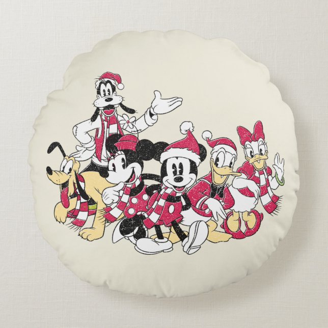 Happy Holidays | Mickey & Friends Christmas Cheer Round Pillow (Front)