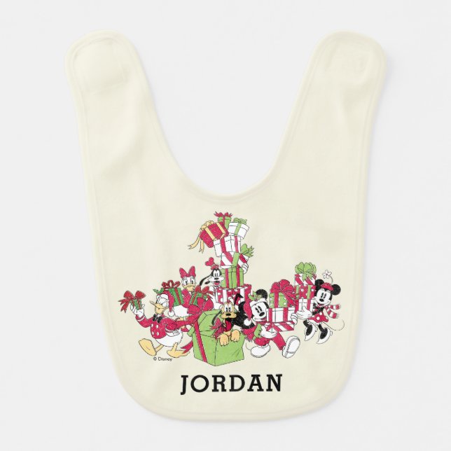 Happy Holidays | Mickey & Friends Christmas Gifts Baby Bib (Front)
