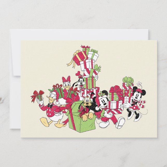 Happy Holidays | Mickey & Friends Christmas Gifts Card (Front)