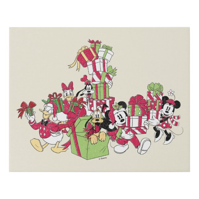 Happy Holidays | Mickey & Friends Christmas Gifts Faux Canvas Print (Front)