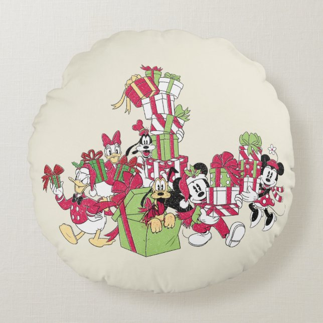 Happy Holidays | Mickey & Friends Christmas Gifts Round Pillow (Front)