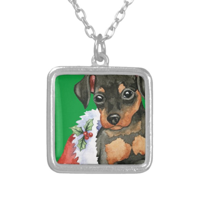 Happy Holidays Min Pin Silver Plated Necklace (Front)