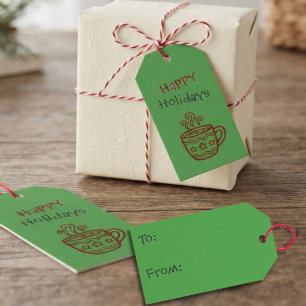 Happy Holidays Minimalist Doodle Festive Mug Gift Tags