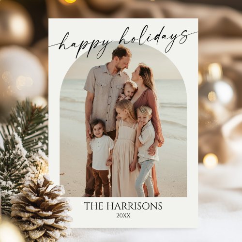 Happy Holidays Minimalist Photo Arch Christmas Holiday Card