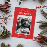 Happy Holidays. Minimalist red modern Christmas Holiday Card<br><div class="desc">Red minimalist simple modern Christmas photo card "Happy Holidays".</div>