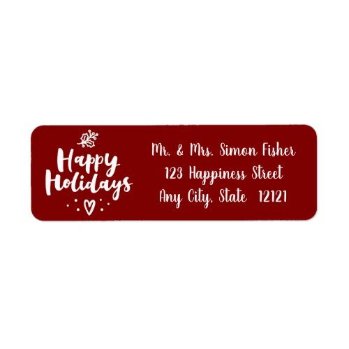 Happy Holidays Mistletoe And Heart Label