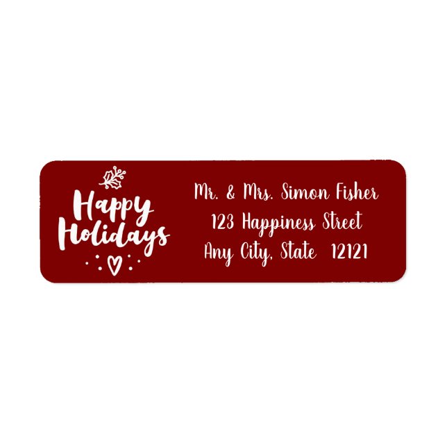 Happy Holidays Mistletoe And Heart Label (Front)